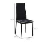 Lot de 4 chaises de salle à manger chaises de cuisine avec dossier haut pieds en métal et tissu en lin 41x50x97cm noir-2