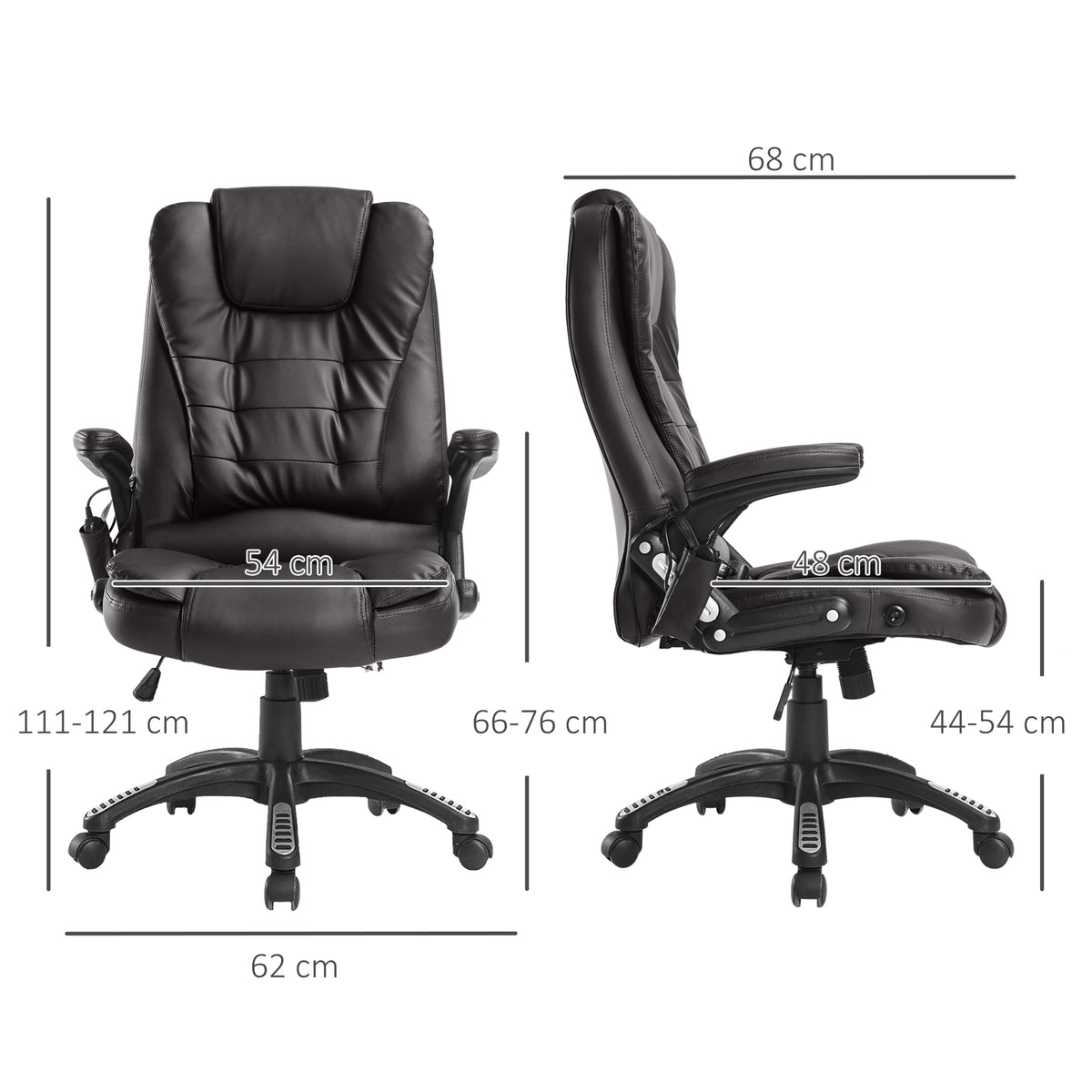 Fauteuil de bureau massant et chauffant électrique fauteuil bureau ergonomique revêtement synthétique brun-2