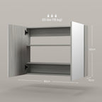 Armoire murale salle de bain avec miroir, meuble salle de bain, double portes et étagères réglables, 80x15x60cm, gris-2