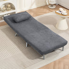 Fauteuil convertible 1 place, fauteuil-lit clic-clac 3 en 1 avec dossier réglable, oreiller, assise large, gris foncé-7