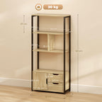 Bibliothèque style industriel 3 étagères placard porte 2 tiroirs 58 x 24 x 122 cm effet bois naturel acier noir-2