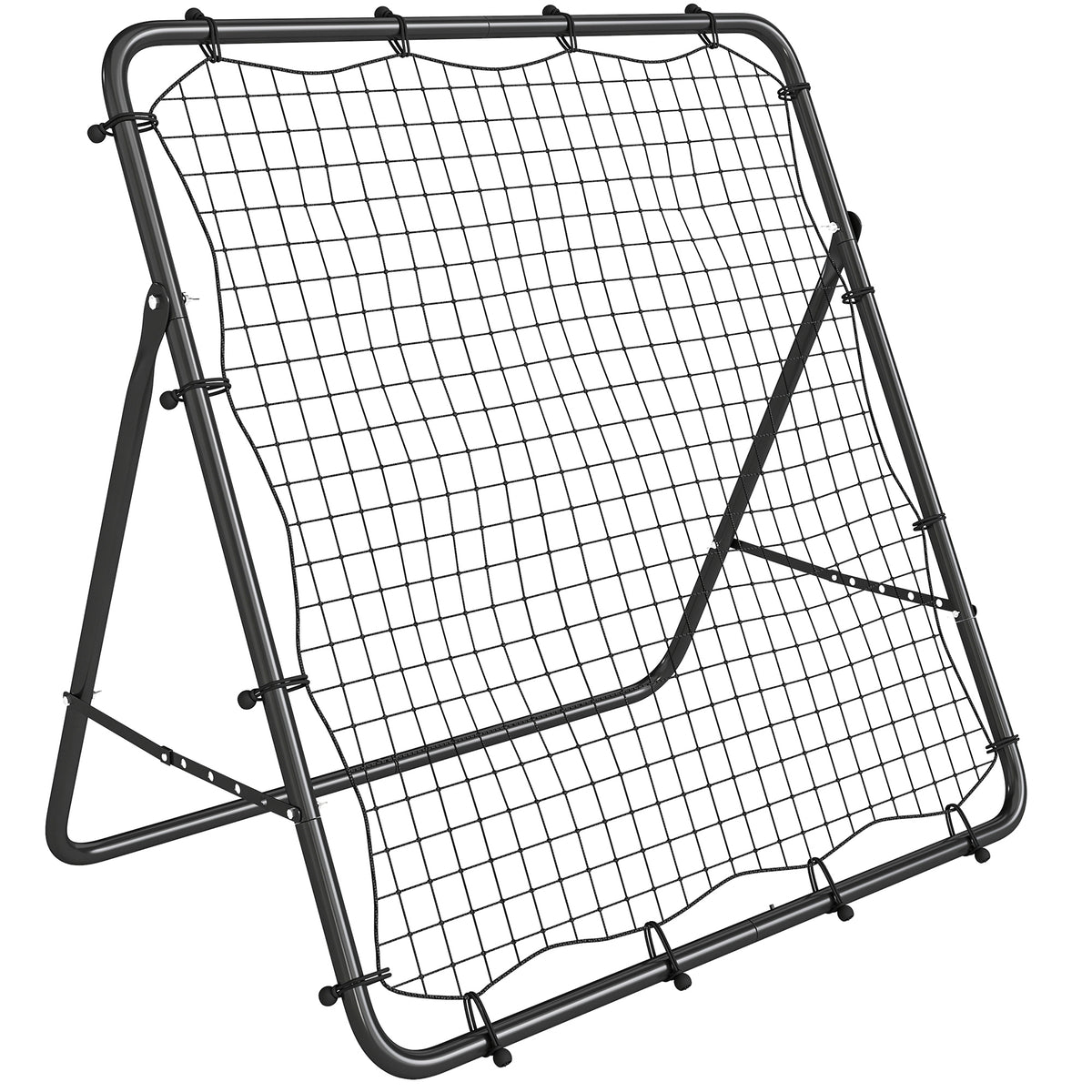 Filet de Rebond Pliable Réglable à 5 Angles avec 24 Cordes Élastiques Filet pour Football, Acier, 120x73x112cm, Noir-0