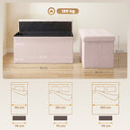 Banc de Rangement, Pouf de Rangement Pliable, Bout de Lit, Repose-Pieds avec Couvercle, 76L x 38l x 38H cm, Rose-2