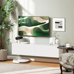 Meuble TV suspendu pour téléviseur jusqu'à 45 55 65 pouces avec 2 placards à portes, 140 x 33 x 29,8 cm, blanc-9