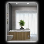 Miroir rectangulaire mural lumineux LED de salle de bain 80 x 60 cm luminosité réglable blanc transparent-0