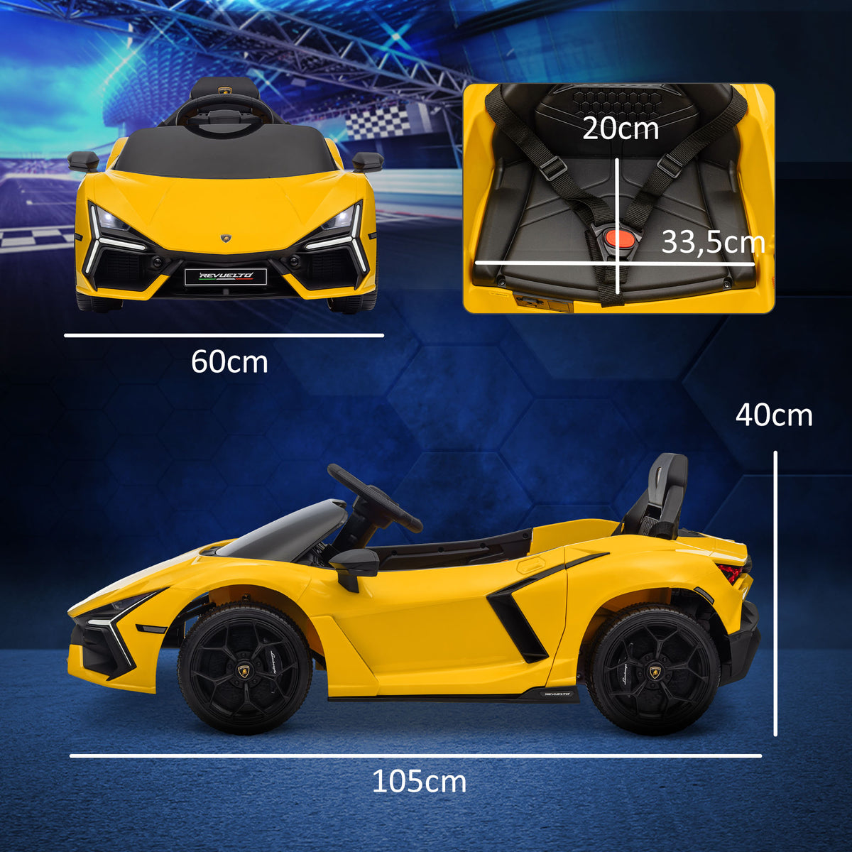 Voiture électrique 12V sous licence Lamborghini Revue véhicule électrique télécommande vitesse 3-5 km/h 3-5 ans jaune-2