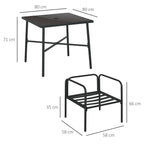 Salon de jardin ensemble table et chaises 5 pièces 1 table à manger carrée et 4 chaises 4 coussins-2