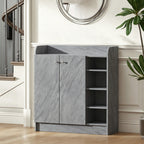 Meuble de rangement à chaussures pour entrée avec 4 compartiments ouverts et placard double porte - étagère réglable-1