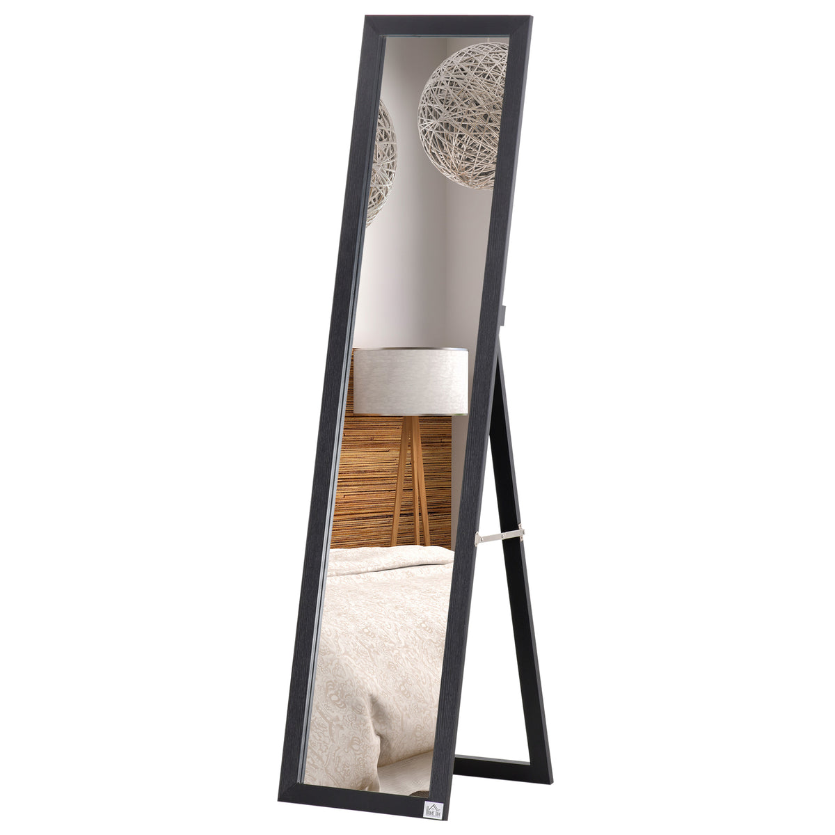 Miroir sur Pied et Mural Rectangulaire, Miroir de Sol Pleine Longueur pour Dressing, Chambre, Salon, 37 x 37 x 154 cm, Noir-0