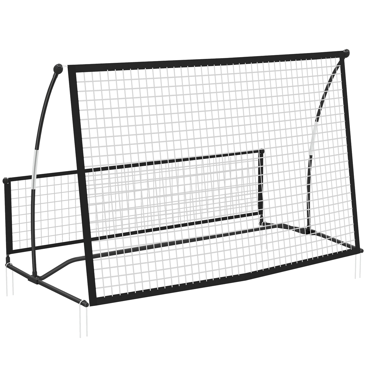 Filet de Rebond Football Portable 2-en-1, Double Face, avec Sac de Transport et Piquets de Sol, 200x94x122/52cm, Noir-0