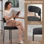 Lot de 4 chaises de salle à manger avec dossier en tissu pieds en acier 51 x 51 x 76 cm noir-4