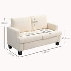 Canapé 2 places 120 cm avec coussins de dossier amovibles, tissu chenille pour salon, chambre, bureau, beige-2