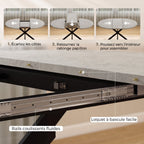 Table à manger extensible ovale pour 4 à 6 personnes, table de cuisine avec rallonge 100-135 cm, effet pierre grise-4