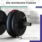 Haltères 2 en 1 réglables, haltères libres avec poignées antidérapantes, 15KG - Barres incluses-6