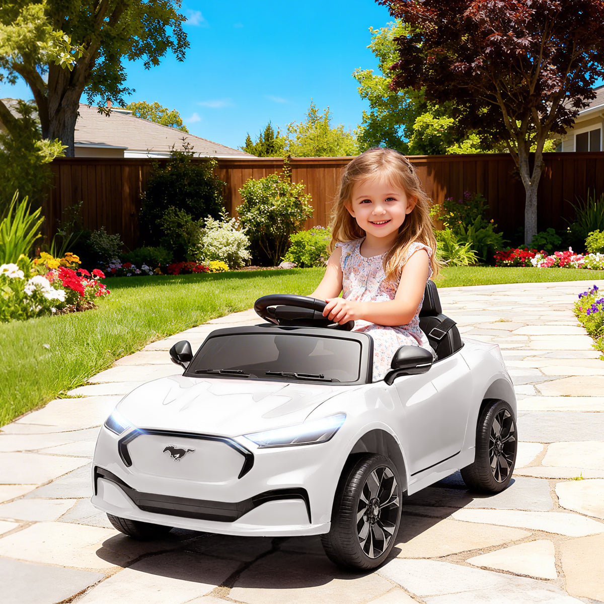 Voiture électrique enfant Ford Mustang Mach-E sous licence officielle 12 V télécommande 2,4 G 2 moteurs 92x55x44cm blanc-9