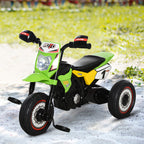Tricycle Enfants Moto Cross Effets musicaux et Lumineux Coffre Rangement Vert-1
