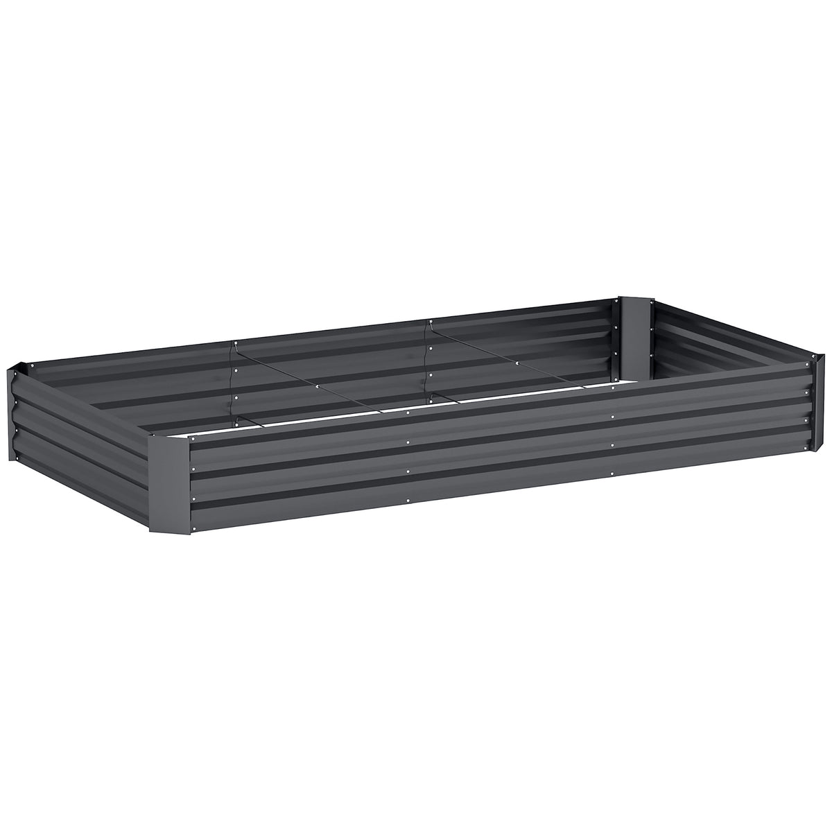 Jardinière extérieure carré potager galvanisée avec bordure de sécurité et fond ouvert 240 x 120 x 30 cm gris foncé-0