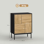 Buffet salon meuble de rangement armoire de cuisine portes à pousser et 4 placards style moderne 60 x 35 x 78 cm, noir-2