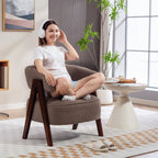 Fauteuil de salon en tissu bouclette, chaise rembourrée, assise large, dossier ergonomique, 70 x 64 x 71 cm, marron-6