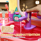 Coiffeuse pour enfants 23 PCS, table de maquillage avec miroir, lumière LED et musique, pour enfants de 3 à 6 ans, rose-5
