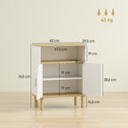 Meuble de salle de bain, meuble de rangement avec 2 portes, compartiment ouvert, étagère réglable, 60x29,5x76,5cm, blanc-2