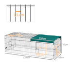 Parc enclos modulable acier avec bache pour lapins rongeurs petits animaux intérieur extérieur 220L x 85l x 70H cm vert-2