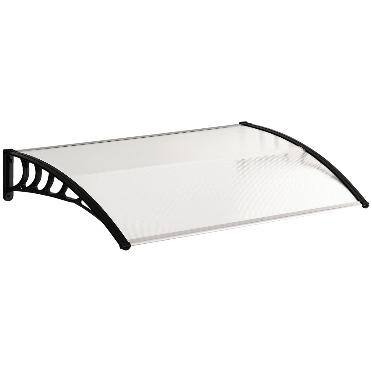 Auvent de porte d'entrée toit marquise en polycarbonate protection contre pluie neige UV 90 x 122 cm, transparente-0