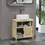 Meuble sous lavabo en Bambou, Meuble de Rangement pour Salle de Bain avec 2 Portes, 60 x 30 x 60 cm, Bois Naturel-1