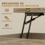 Table basse relevable et extensible, table de salon avec compartiment caché étagères ouvertes, 98x49x55cm, bois naturel-5
