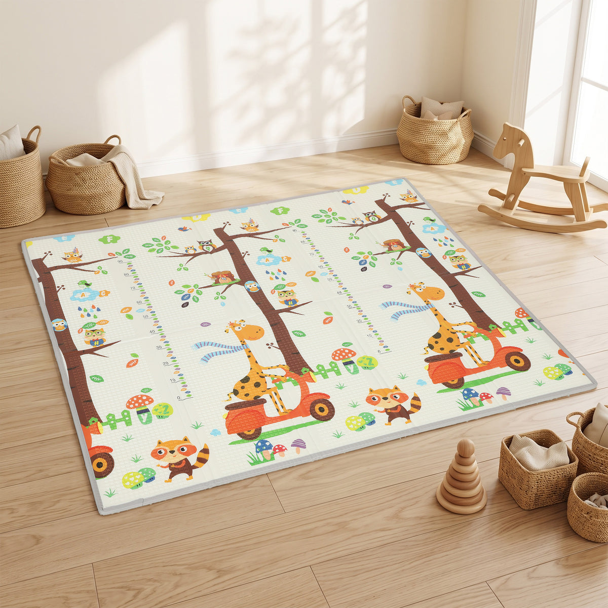 Tapis d'Éveil Bébé Pliable et Réversible, 200 x 180 cm, Tapis de Jeu en Mousse Épais, Antidérapant et Imperméable-1