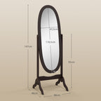 Miroir à pied ovale style shabby chic inclinaison réglable 48 x 46 x 147 cm mdf café-2