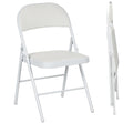 Lot de 2 chaises pliantes chaises de salle à manger portables cadre en acier dim. 45l x 46P x 78H cm blanc-0