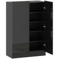Meuble à chaussures 20 paires armoire à chaussures à haute brillance 5 niveaux étagères réglables 72x34x103cm noir-0