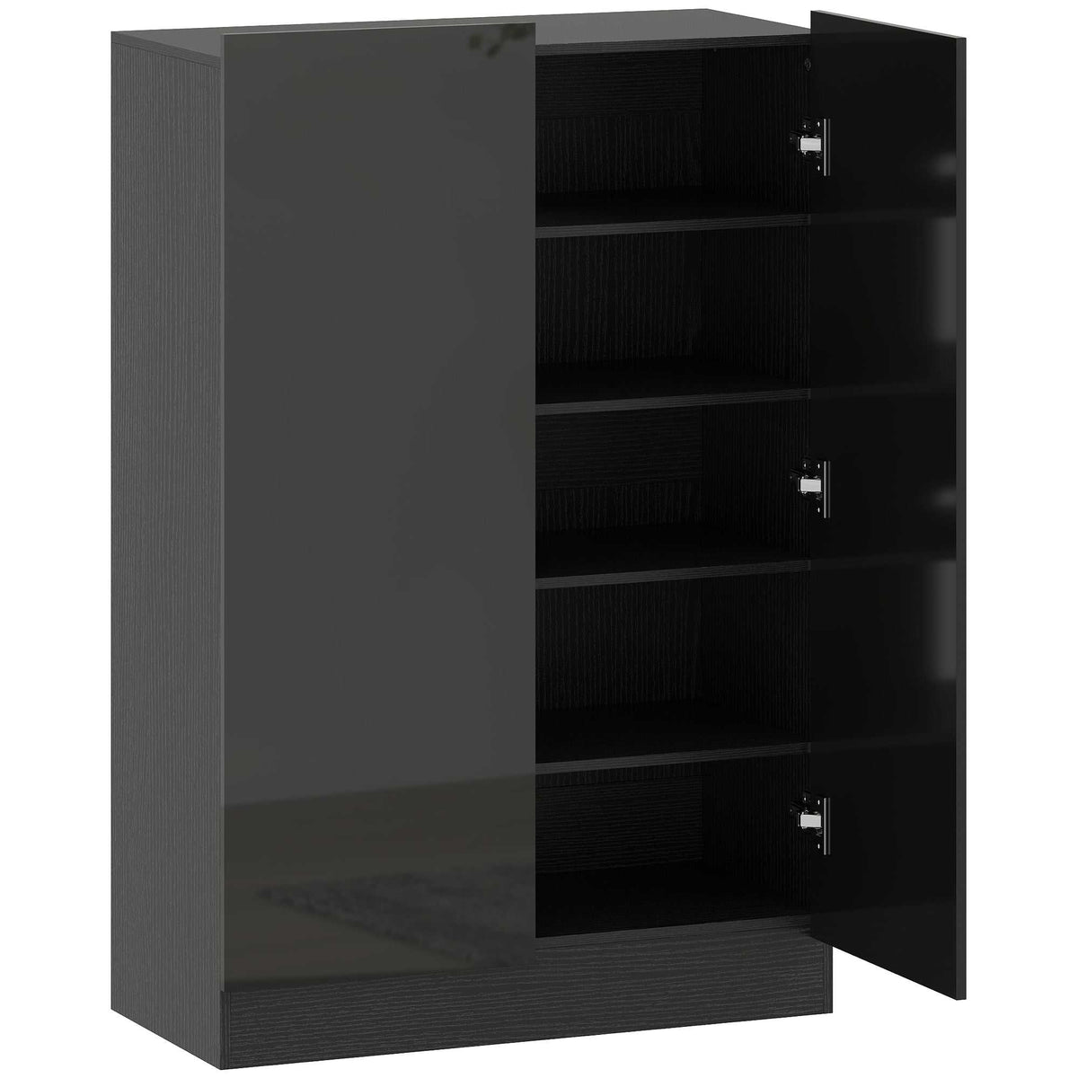 Meuble à chaussures 20 paires armoire à chaussures à haute brillance 5 niveaux étagères réglables 72x34x103cm noir-0