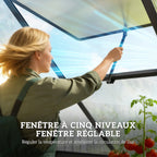 Serre de Jardin en Aluminium Polycarbonate, Montage Rapide, Fenêtre Réglable, Porte Battante, 178x168x195cm, Transparent-7