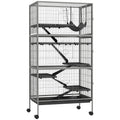 Cage pour rongeurs multifonction 4 plateformes 3 rampes 4 portes dim. 80L x 52l x 159H cm acier gris argenté noir-0