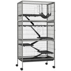 Cage pour rongeurs multifonction 4 plateformes 3 rampes 4 portes dim. 80L x 52l x 159H cm acier gris argenté noir-0