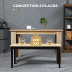 Banc en bois pour 2 personnes bicolore assise naturelle et piètement noir 102 x 36 x 45 cm-3