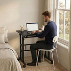 Bureau assis debout bureau réglable en hauteur 70 x 60 cm à roulettes avec plateau inclinable cadre en métal noir-9