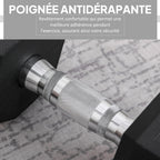 Haltère hexagonal 12,5 kg en fonte caoutchouté pour maison bureau gym à domicile, noir-4