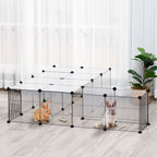 Enclos pour petits animaux design DIY cage modulable pour cochon d'Inde lapin chinchillas petits animaux domestiques 27 panneaux noir-1