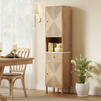 Armoire salle de bain haute meuble de rangement colonne avec tiroir coulissant silencieux 2 placards 41,5x30x168cm chêne-8