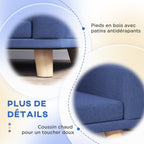 Canapé pour chien grand lit surélevé pour chien coussin lavable cadre en bois tissu polyester 98 x 67 x 25 cm bleu-5