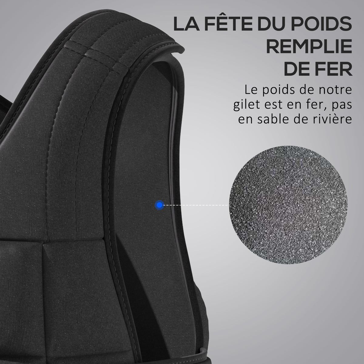 Gilet Lesté Réglable Veste Lestée 20 Kg Max. Poids Amovibles Entrainement Musculation Exercice Boxe Oxford Noir-4
