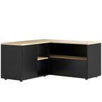 Meuble TV d'angle banc télévision jusqu'à 40 pouces avec 2 placards et 3 niches 90 x 90 x 45 cm chêne et noir-0