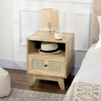 Table de chevet table de nuit avec tiroir porte cannage et niche vintage 45 x 39 x 56,5 cm-9