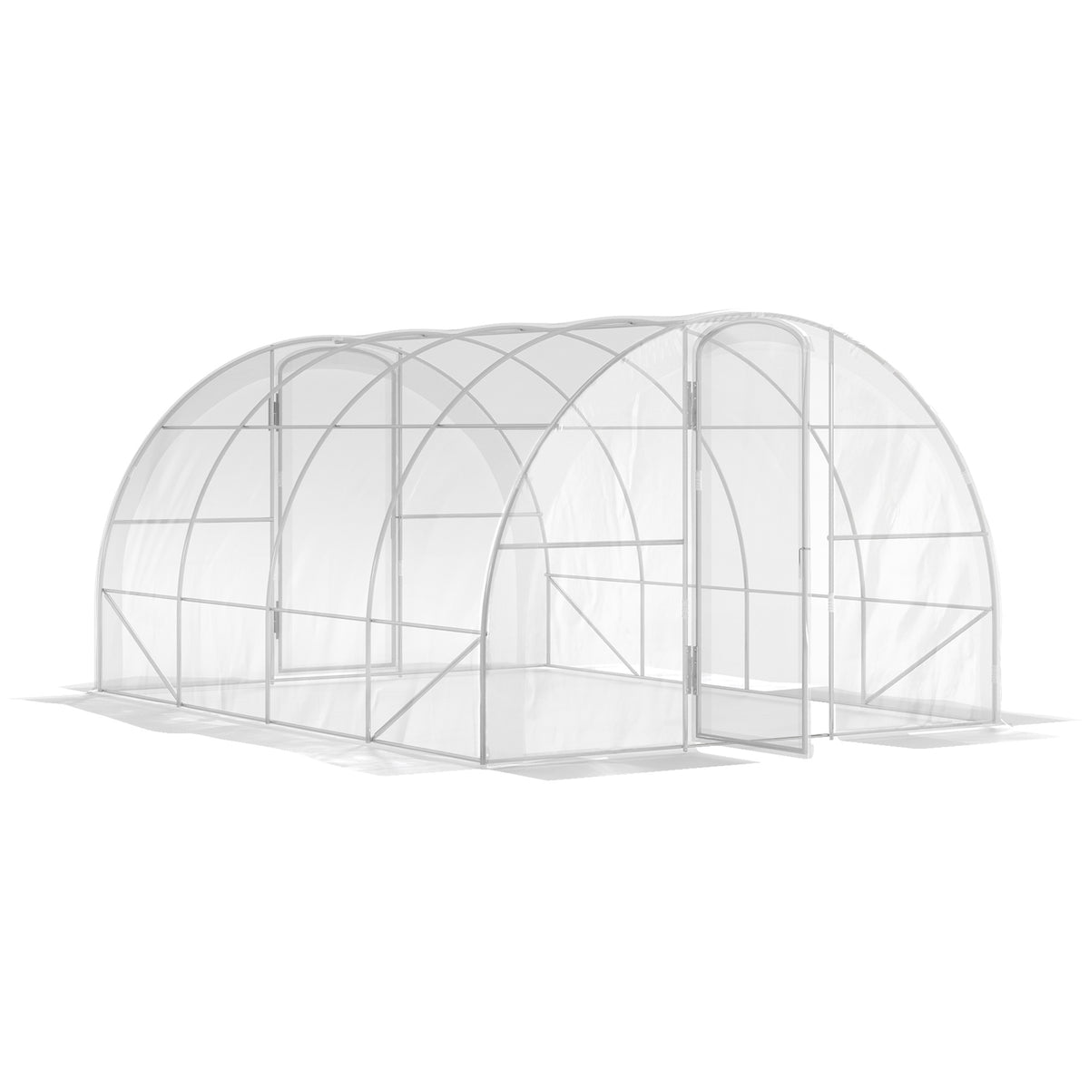 Serre de jardin tunnel 4 x 3 x 2 m 12 m² avec 2 portes à charnières bâche en PE 150 g/m² pour Légumes Plantes Fleurs-0
