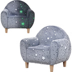 Fauteuil enfants canapé pour enfants hosphorescent avec motif étoilé, tissu velours, pour garçons et filles, gris-0