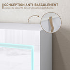 Buffet salon, meuble de rangement avec éclairage LED 4 tiroirs portes à fermeture douce 120 x 34 x 80 cm, blanc brillant-6
