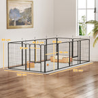 Parc pour chien, enclos chien 12 panneaux modulable et pliable, portable en acier avec porte 68 x 80 noir-2